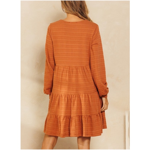 047 Boho Button up Ruffle Mini Dress - Picture 6 of 6